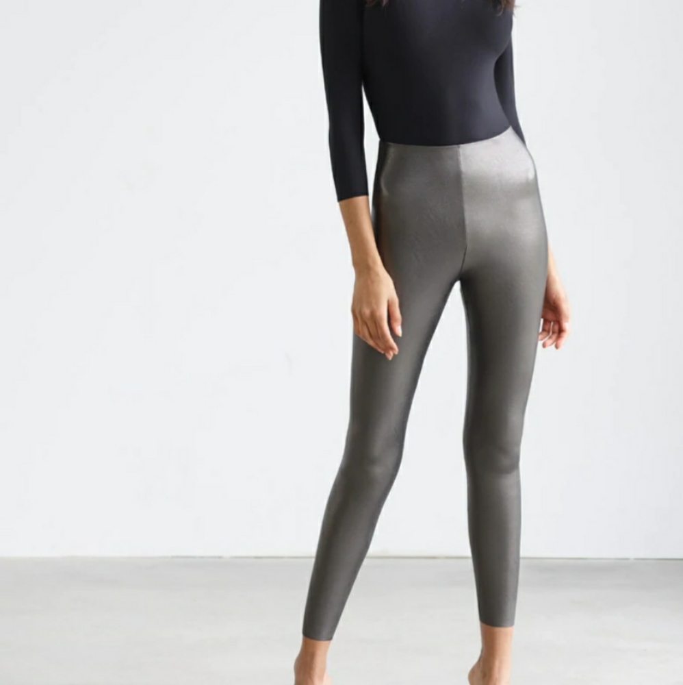 Commando Perfect Control Faux Leather Leggings- Gunmetal